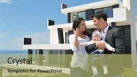  Presentation with new family new born - Presentation design enhanced with relaxing outside - happy young family couple background and a mint green colored foreground