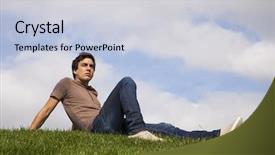  Presentation with virile young men - Presentation featuring relaxing outside - young men sited background and a  colored foreground