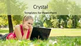  Presentation with women of faith - Colorful PPT theme enhanced with relaxing outside - young women lying on grass backdrop and a soft green colored foreground