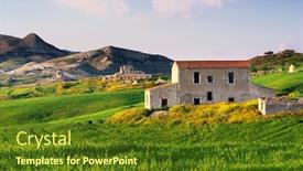  Presentation with abandoned - Cool new presentation theme with relaxing-sicily-landscape-with-flowering backdrop and a tawny brown colored foreground