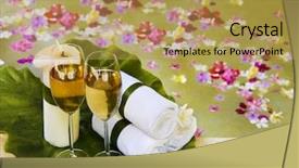  Presentation with water life - Slides with relaxing spa still life with towels flowers in water on background background and a yellow colored foreground