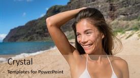  Presentation with tan - Audience pleasing slides consisting of relaxing sun tan on hawaii backdrop and a coral colored foreground