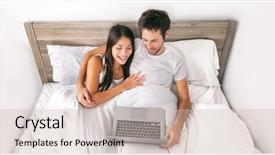  Presentation with lifestyle - Colorful slide set enhanced with together young adults interracial relationship backdrop and a soft green colored foreground