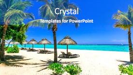  Presentation with shells beach summer holiday - Audience pleasing slide deck consisting of relaxing tropical holidays - beach chairs backdrop and a cobalt blue colored foreground