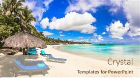  Presentation with resorts - Audience pleasing presentation design consisting of relaxing-tropical-holidays-beach-scenery backdrop and a cream colored foreground