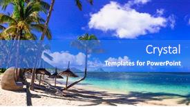  Presentation with holidays - Audience pleasing theme consisting of relaxing-tropical-holidays-best-beaches backdrop and a cobalt blue colored foreground