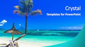  Presentation with palm beach - Cool new PPT layouts with relaxing tropical holidays with beach backdrop and a cobalt blue colored foreground