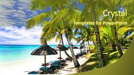  Presentation with scenery - PPT layouts having relaxing tropical scenery - palm beaches background and a tawny brown colored foreground
