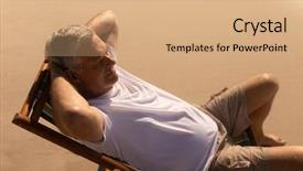  Presentation with active seniors senior e - Colorful theme enhanced with relaxing with hands behind head backdrop and a  colored foreground