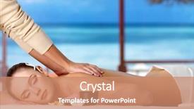  Presentation with natural spa resort - Presentation consisting of relaxing woman in a resort background and a coral colored foreground
