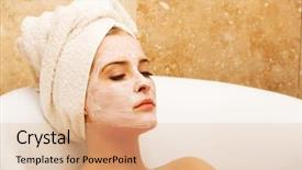  Presentation with lotion - Beautiful slides featuring relaxing woman with closed eyes and cream lotion on face backdrop and a lemonade colored foreground