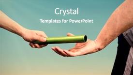  Presentation with sky blue - Beautiful slide deck featuring relays - sportswoman running on a white backdrop and a seafoam green colored foreground