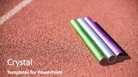  Presentation with baton - Audience pleasing PPT layouts consisting of relay baton on running track backdrop and a coral colored foreground