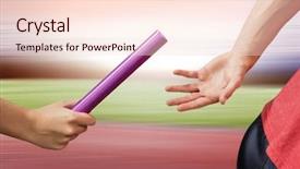  Presentation with baton - Beautiful slides featuring relay race - athlete passing a baton backdrop and a lemonade colored foreground