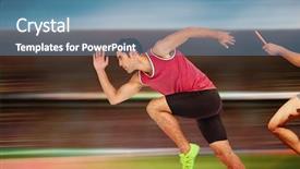  Presentation with digital image - Slides enhanced with relay race - confident male athlete running background and a teal colored foreground