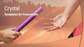  Presentation with digital image - Cool new slide set with relay race - digital composite image of hands backdrop and a coral colored foreground