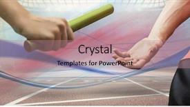  Presentation with baton - Colorful presentation enhanced with relay race - digitally generated image of hands backdrop and a coral colored foreground