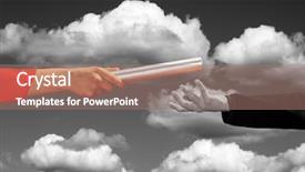  Presentation with baton - Audience pleasing slides consisting of relay race - hands passing the baton business backdrop and a coral colored foreground