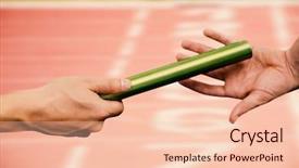  Presentation with baton - Colorful PPT theme enhanced with relay race - man passing the baton backdrop and a lemonade colored foreground