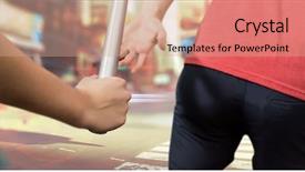  Presentation with baton - Cool new slides with relay race - mid-section of alethic passing backdrop and a coral colored foreground