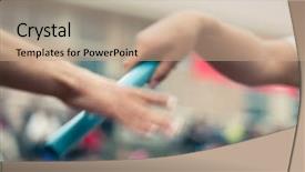  Presentation with baton - Slide deck with relay race - passing the baton with motion background and a coral colored foreground