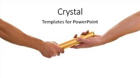  Presentation with baton - Audience pleasing theme consisting of relay race - passing the baton backdrop and a white colored foreground