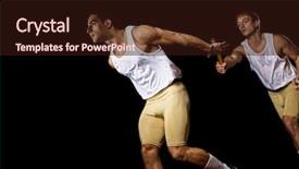  Presentation with baton - Theme enhanced with relay race - passing the baton background and a wine colored foreground