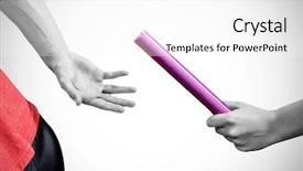  Presentation with running race - Theme enhanced with relay race - sportswoman running on a white background and a white colored foreground