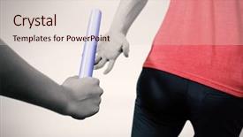  Presentation with running race - Audience pleasing PPT theme consisting of relay race - sportswoman running on a white backdrop and a lemonade colored foreground