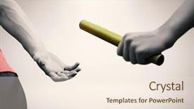  Presentation with running race - PPT layouts featuring relay race - sportswoman running on a white background and a lemonade colored foreground