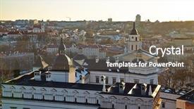  Presentation with late - Beautiful presentation theme featuring relegion - vilnius cathedral in late sunlight backdrop and a gray colored foreground