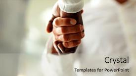  Presentation with shaking hands - Slides enhanced with reliability - close-up of businessmen shaking hands background and a light gray colored foreground