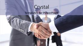  Presentation with handshake - Slide deck having reliability - closeup reliable handshake of business background and a light blue colored foreground