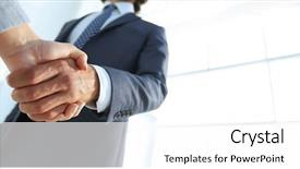  Presentation with partner puzzle - Beautiful theme featuring reliability - excited smiling businessman handshaking partner backdrop and a white colored foreground
