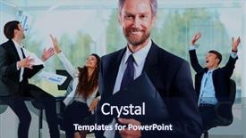  Presentation with front office - Audience pleasing theme consisting of reliability management - happy businessman standing in front backdrop and a navy blue colored foreground