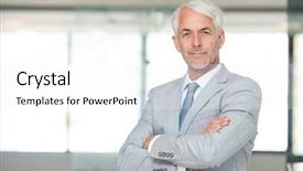  Presentation with office management - Beautiful presentation theme featuring reliability management - portrait of a senior businessman backdrop and a white colored foreground