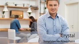  Presentation with smiling kids at summer camp - Audience pleasing PPT theme consisting of reliability management - portrait of smiling young businessman backdrop and a light blue colored foreground