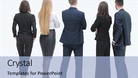  Presentation with small group top view - Cool new PPT theme with reliability management - rear view group of business backdrop and a light blue colored foreground