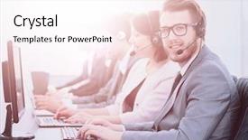  Presentation with processing - Colorful PPT theme enhanced with reliable communications operator call backdrop and a  colored foreground