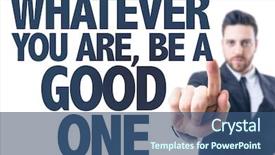  Presentation with good - PPT layouts with reliance agreement - business man pointing the text background and a ocean colored foreground