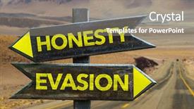  Presentation with honesty - Cool new presentation theme with reliance agreement - honesty - evasion crossroad backdrop and a gray colored foreground