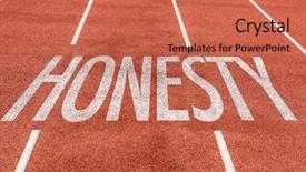  Presentation with honesty - Audience pleasing presentation theme consisting of reliance agreement - honesty written on running track backdrop and a coral colored foreground