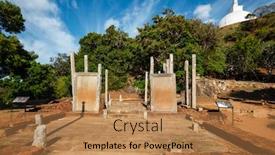  Presentation with sri lanka - Presentation design featuring relic-house-with-mihintale-tablets background and a coral colored foreground