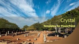  Presentation with ancient ruins - Beautiful PPT theme featuring relic-house-with-mihintale-tablets backdrop and a tawny brown colored foreground