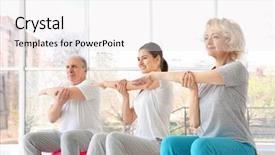  Presentation with physiotherapy - Slides with relief - people training in modern clinic background and a white colored foreground