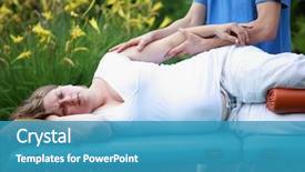  Presentation with pregnant woman - Slides having stress relief - physical therapist massaging pregnant woman's background and a teal colored foreground