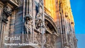  Presentation with facade - Audience pleasing PPT theme consisting of relief of sculptures on milan cathedral facade backdrop and a violet colored foreground