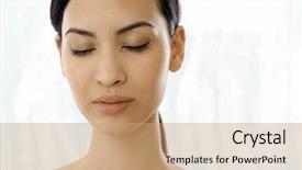  Presentation with relaxing - Slide deck consisting of relaxing woman's face eye background and a coral colored foreground