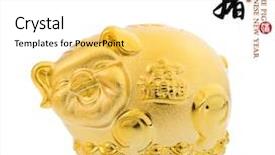  Presentation with pig year - Audience pleasing slides consisting of religion - gold piggy bank chinese calligraphy backdrop and a blonde colored foreground