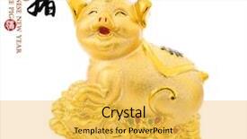  Presentation with pig year - Presentation enhanced with religion - gold piggy bank chinese calligraphy background and a yellow colored foreground
